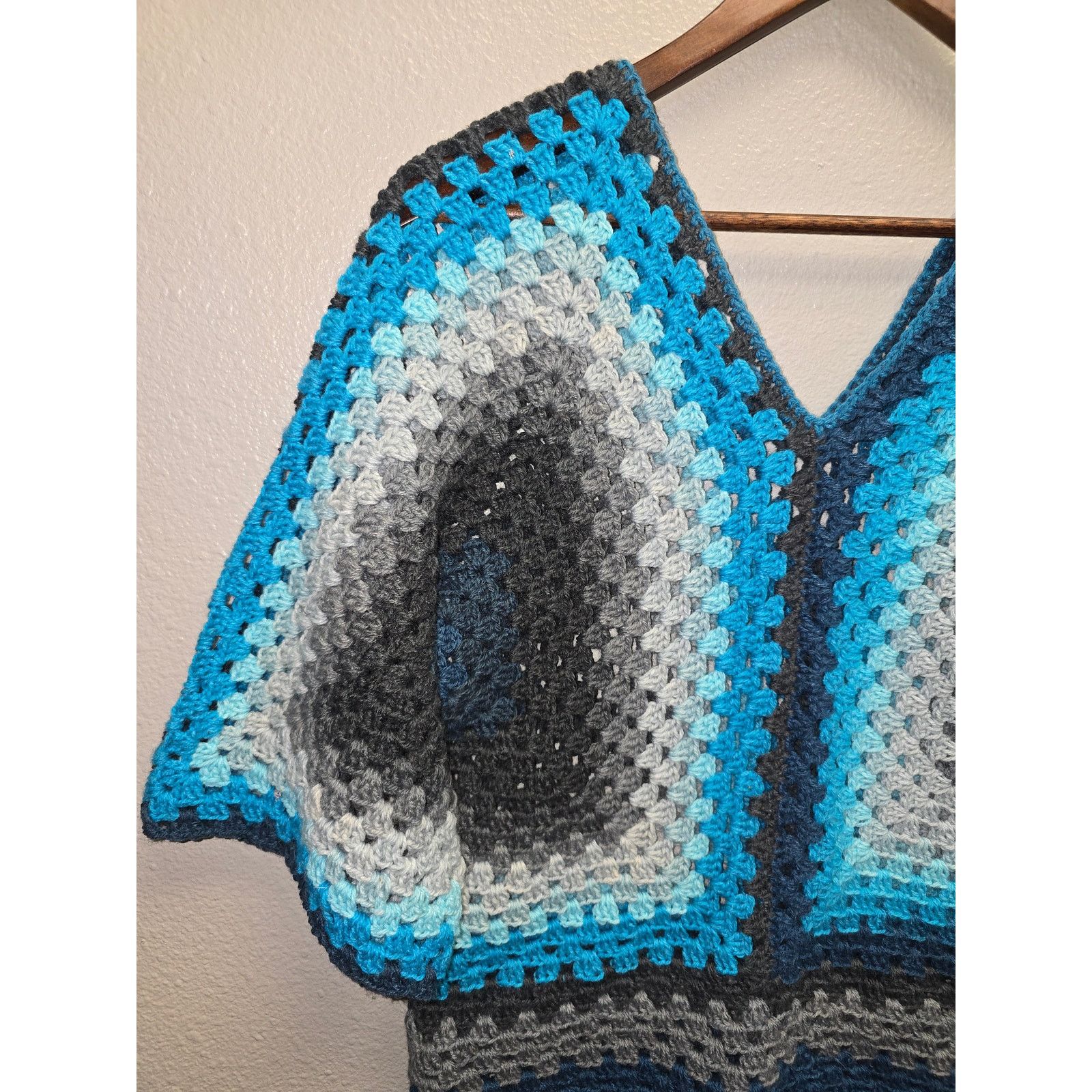 Other Crochet Top Jumper Blue Multicolor Crochet Beach Coverup Size M / US 6-8 / IT 42-44 - 3 Thumbnail
