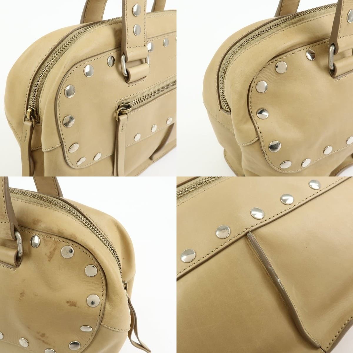 Celine Celine Studded Calfskin Bowling Bag Tan Size ONE SIZE - 6 Thumbnail