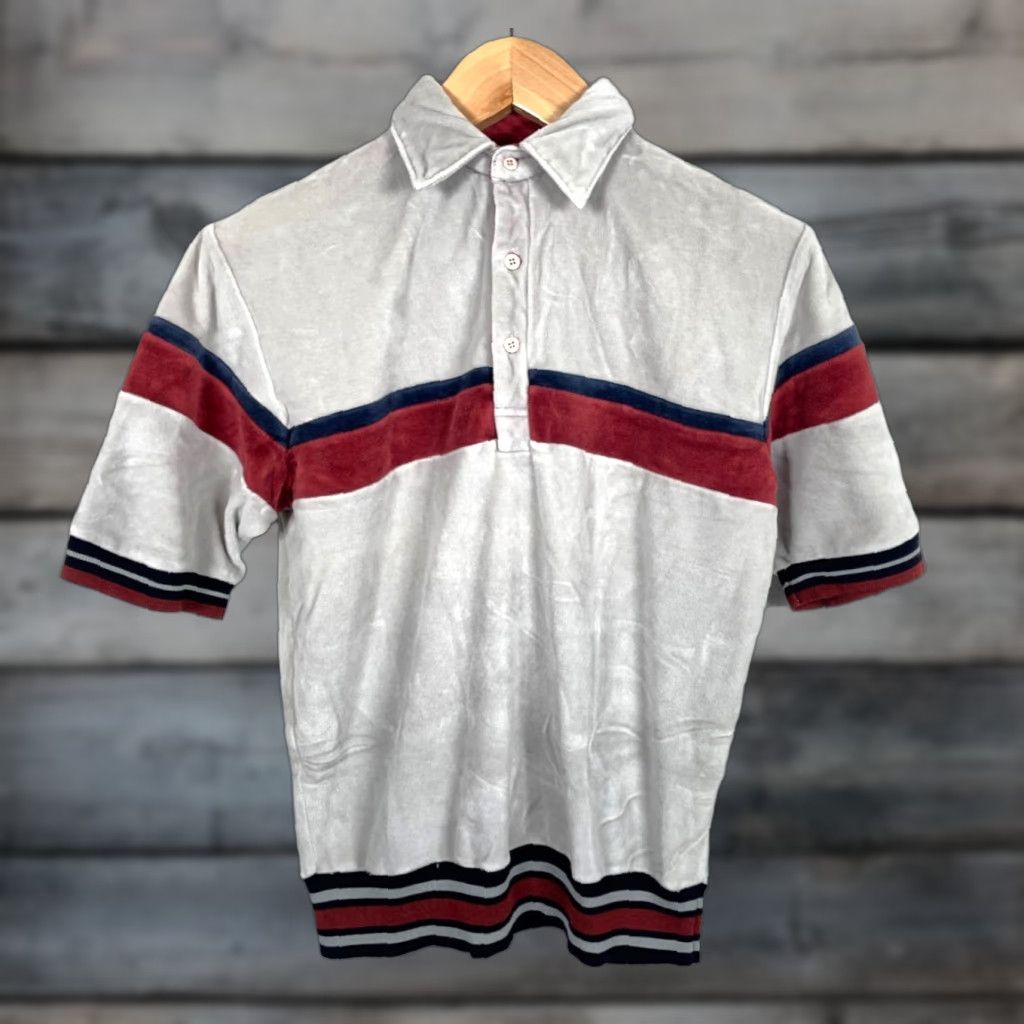 Velour VINTAGE Weekends in California Polo Shirt Shirt Mens Small Gray Stripe 70s 80s 90s Retro Hipster Velour Cotton Polyester Blend? Size US S / EU 44-46 / 1 - 1 Thumbnail