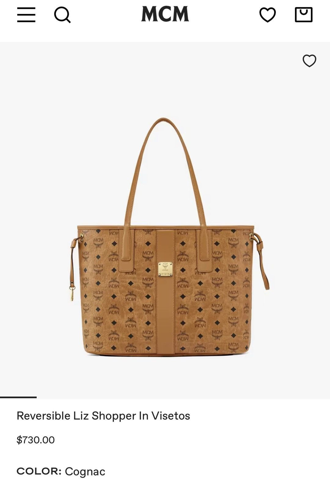 MCM MCM Visetos Liz Reversible Shopper Tote Cognac Medium Size ONE SIZE - 20 Thumbnail