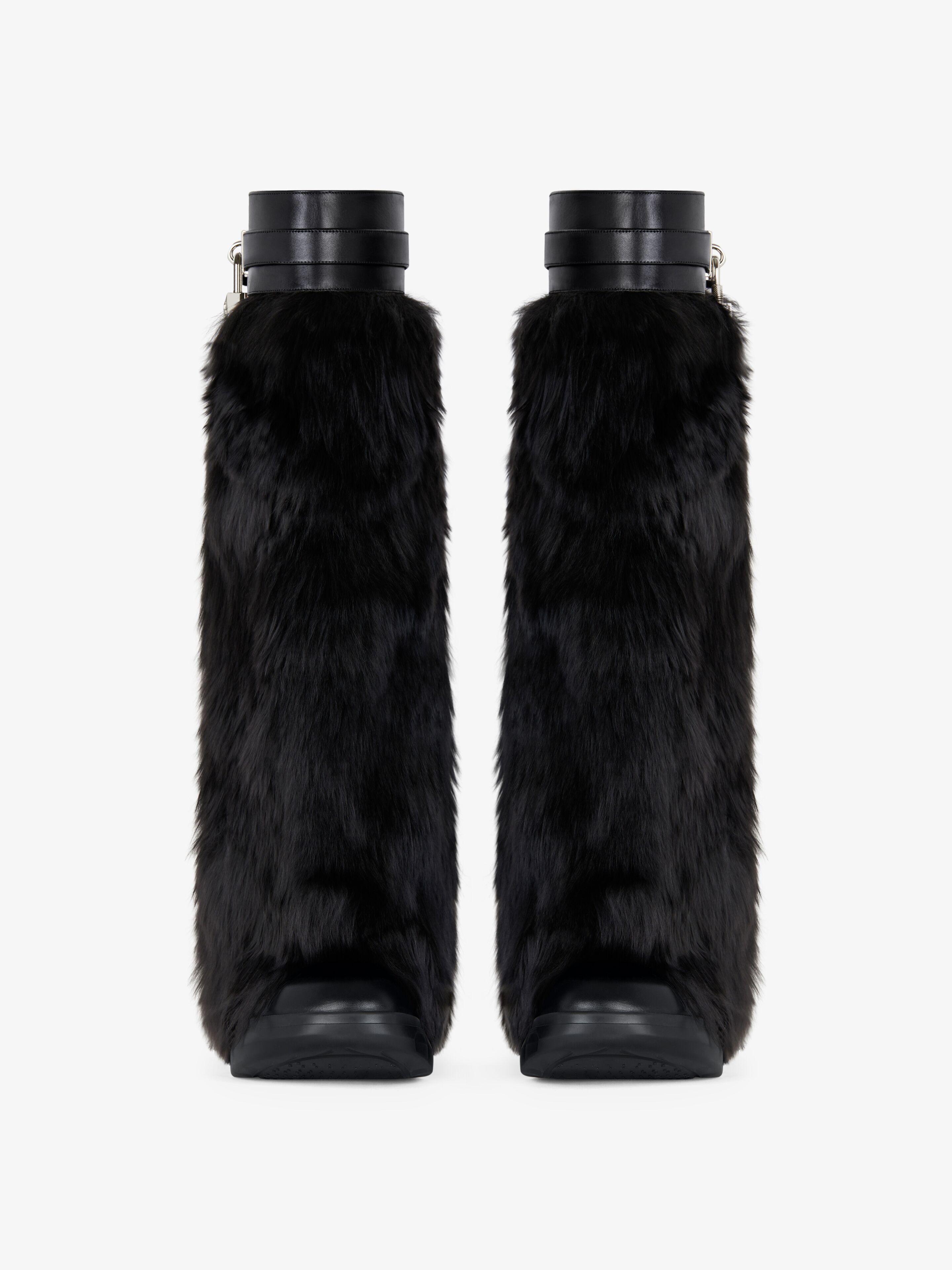 Givenchy o1srvl11e0525 Shark Lock High Boots Biker Low Wedge in Black Size US 11 / IT 41 - 3 Thumbnail