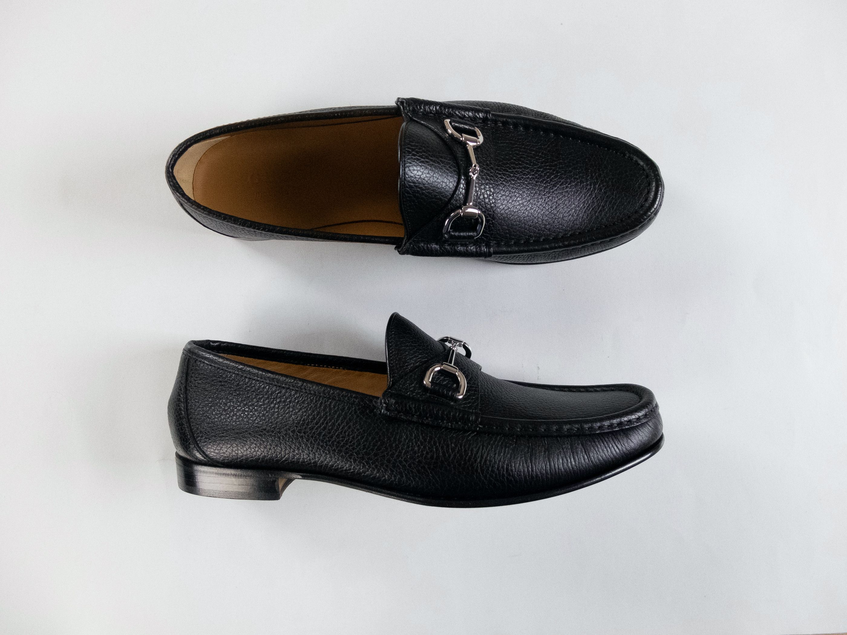 image of Gucci Black Classic Horsebit Leather Loafers Shoes 10.5 44, Men's