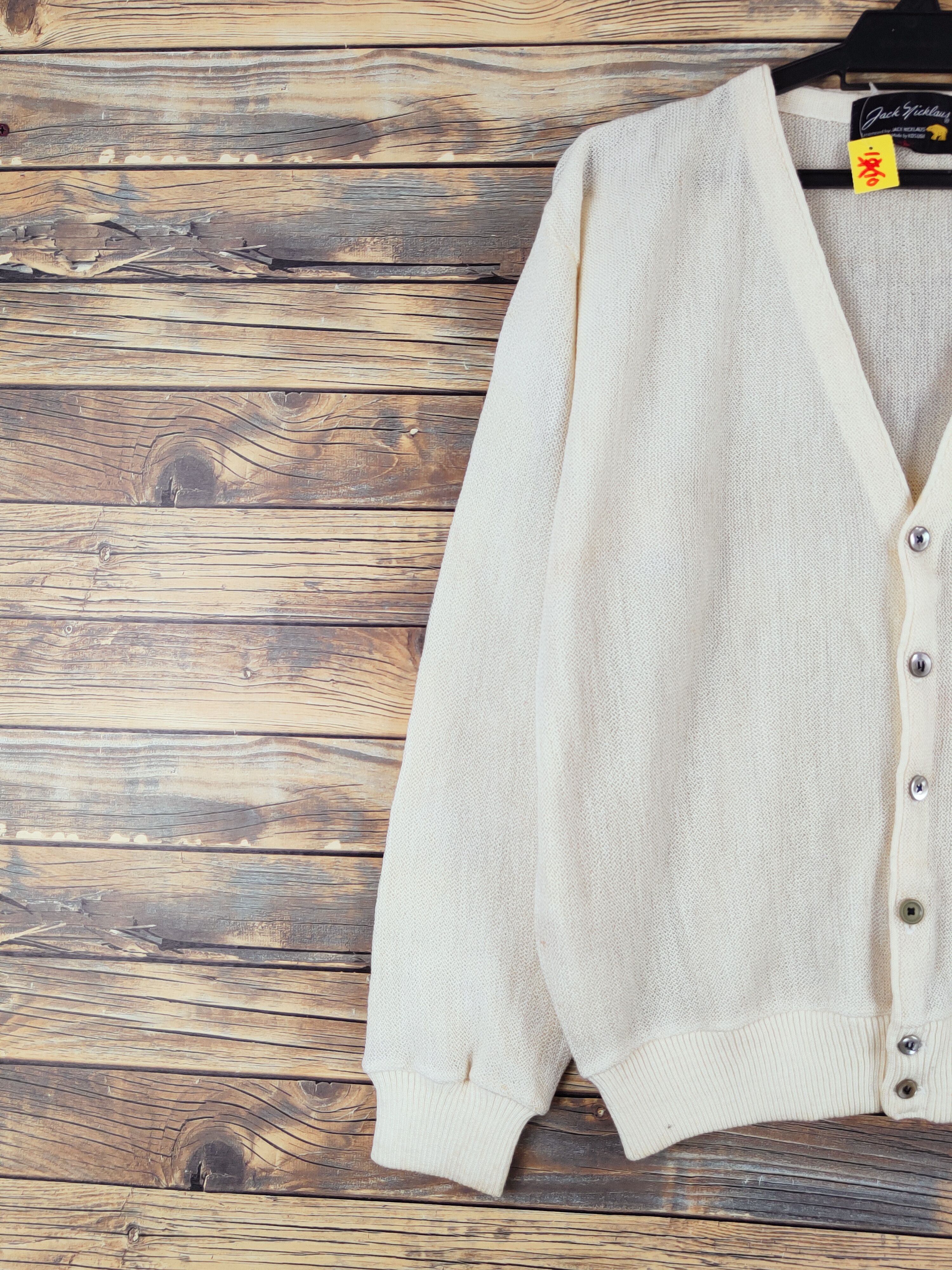 Japanese Brand DL Jack Nicklaus Ivory Knitwear Cardigan #W992 Size US L / EU 52-54 / 3 - 3 Thumbnail