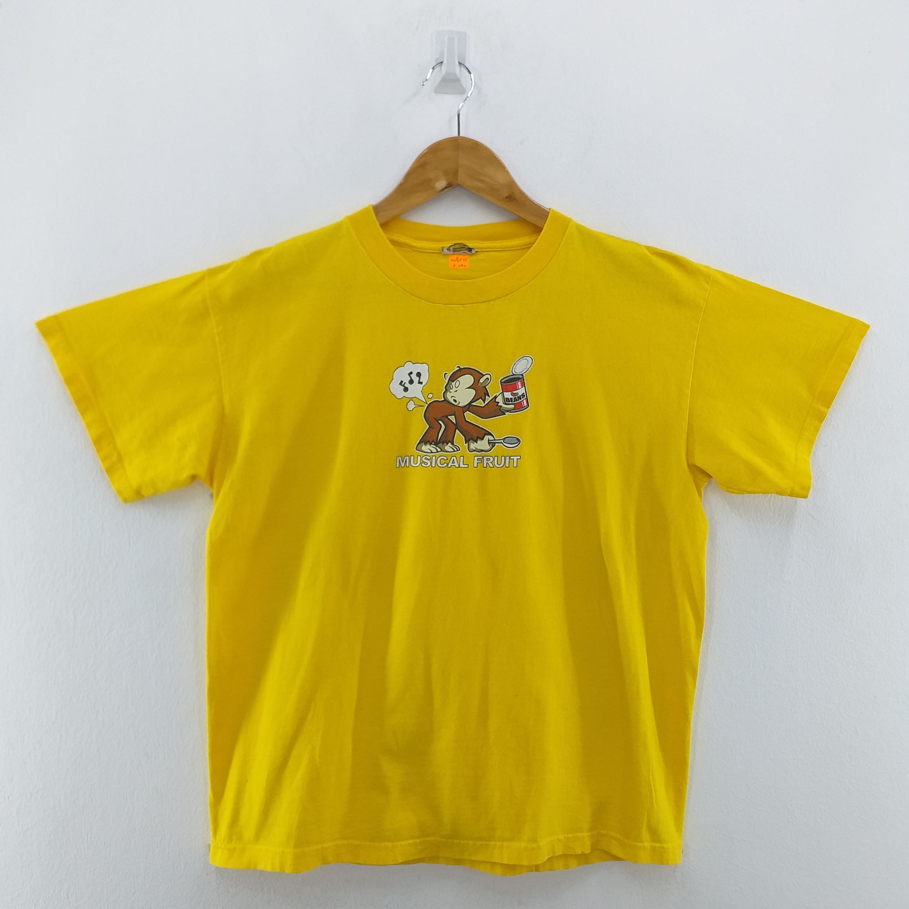 image of Vintage Curious George Musical Fruit Medium Tshirt -F092 in Yellow, Men's