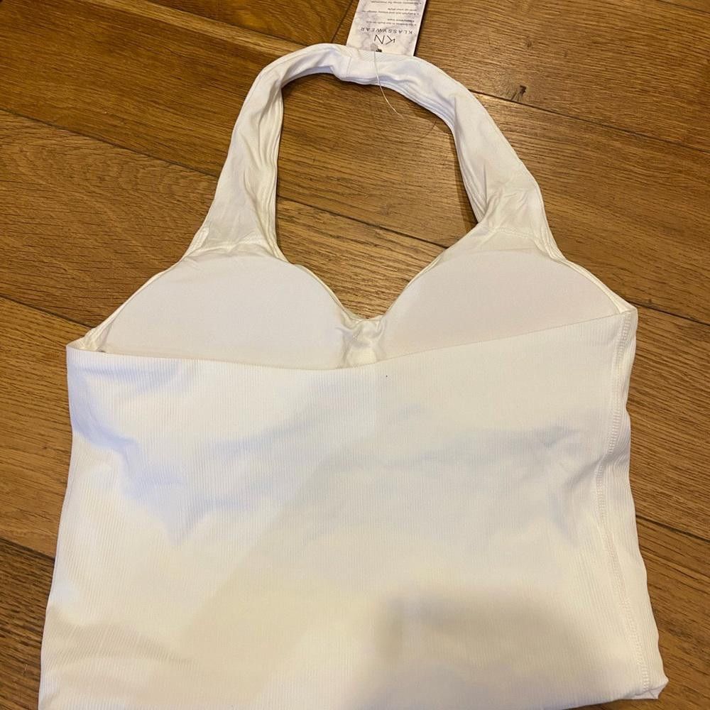 Designer Klassy Network White Halter Padded Crop Top Size XS / US 0-2 / IT 36-38 - 5 Thumbnail
