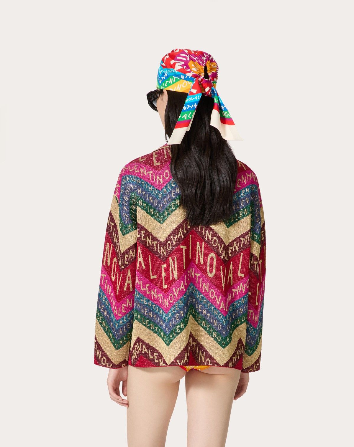 Valentino o1s1wg110525 Chevron Lurex Jumper in Multicolor Size L / US 10 / IT 46 - 3 Thumbnail