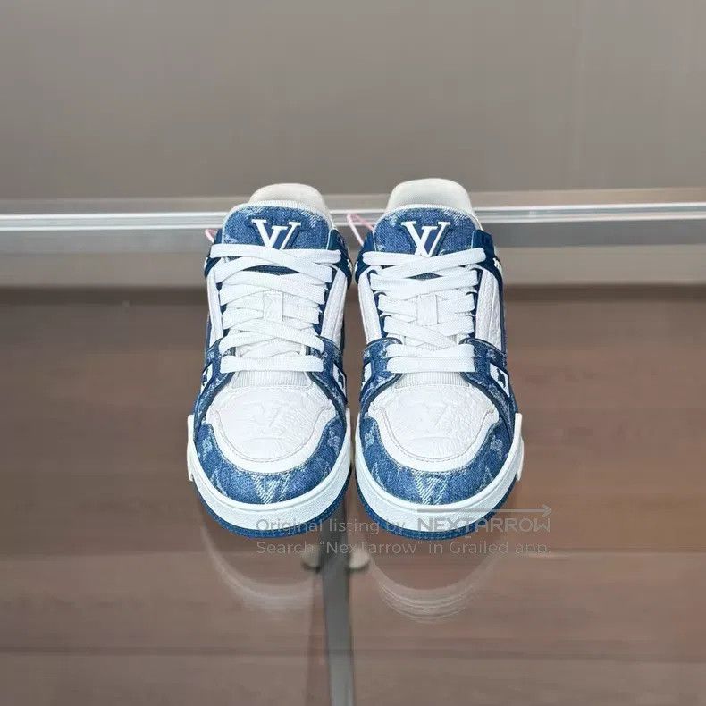 Louis Vuitton Louis Vuitton Trainer White and Blue Denim shoes Size US 5.5 / IT 35.5 - 2 Thumbnail
