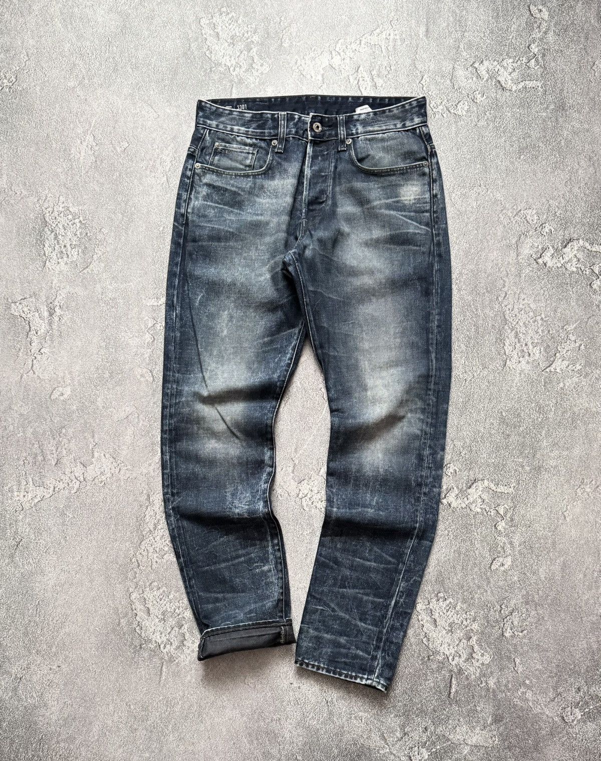 G-Star G star raw 30/32 3301 tapered washed denim pant trouser jean Size US 32 / EU 48 - 7 Thumbnail