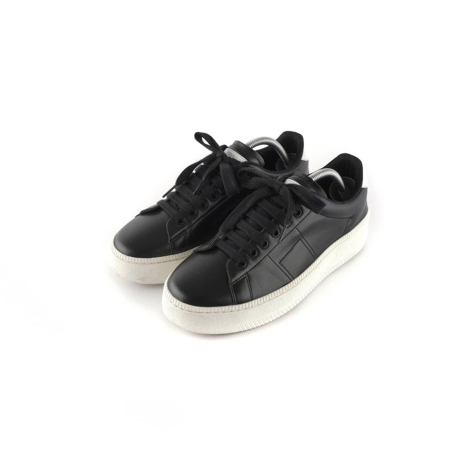 image of Maison Margiela Black Chunky Sole Calfskin Leather Sneakers, Men's (Size 9)