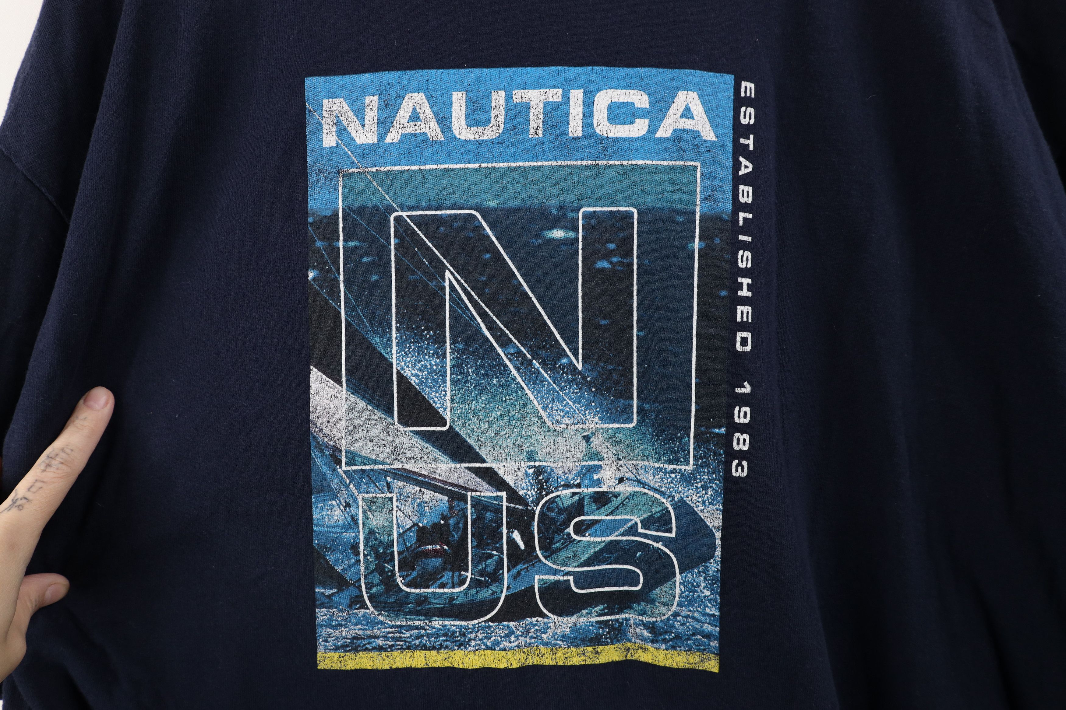 Nautica Vintage 90s Nautica Spell Out Sailing T-Shirt Blue USA Size US XXL / EU 58 / 5 - 11 Thumbnail