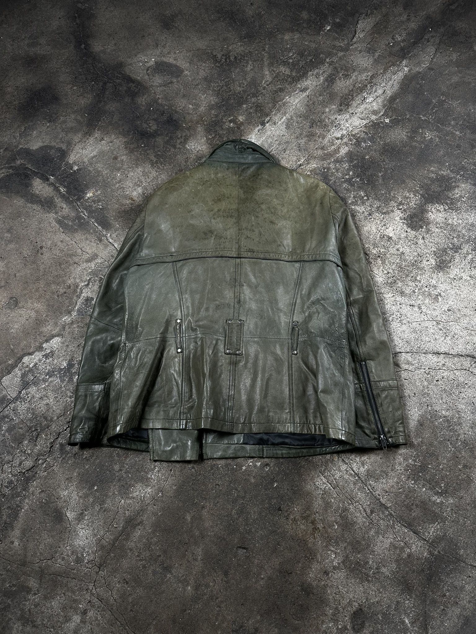 Vintage Vintage Avant Garde Double-Breasted Faded Leather Jacket Size US L / EU 52-54 / 3 - 5 Thumbnail