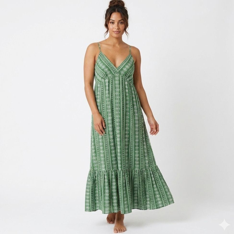 Zara Zara Velvet Green Blue Crochet Maxi Dress | Grailed