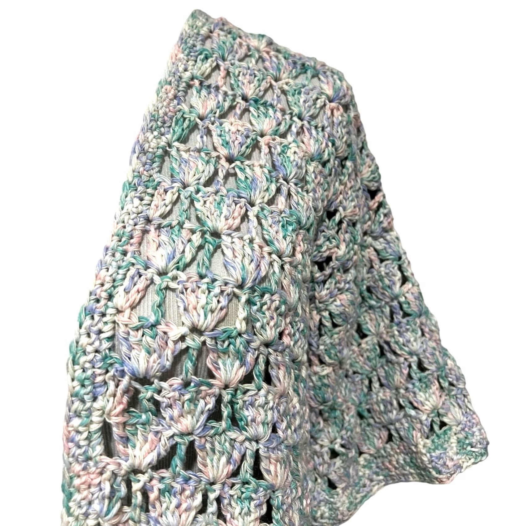 MadeMe Crochet Cardigan Granny Stitch Handmade Sweater Short Sleeve Cotton Women’s Sz L Size L / US 10 / IT 46 - 2 Thumbnail