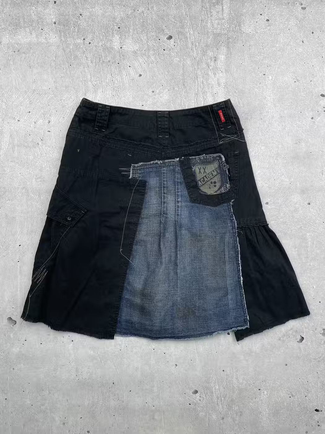 Vintage Vintage Denim Insert Worn Mini Skirt Size 30" / US 8 / IT 44 - 6 Thumbnail