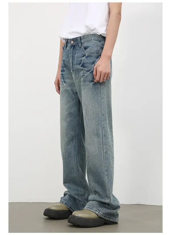 Japanese Brand American high street lightning crack washed jeans for men Size US 34 / EU 50 - 4 Thumbnail