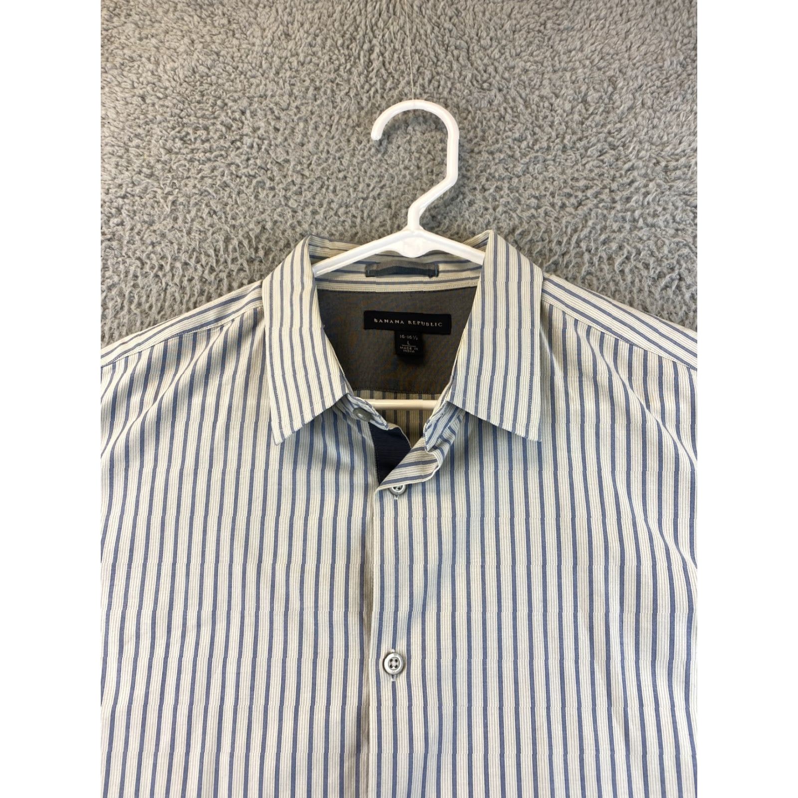 Banana Republic Banana Republic Shirt Men's Size L 16/16.5 Gray Fit Stripes 87-42 Size US L / EU 52-54 / 3 - 3 Thumbnail