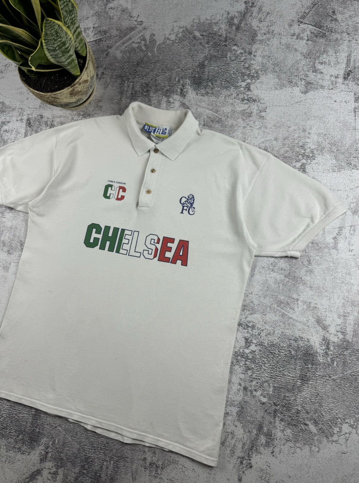 Chelsea Soccer 90S Chelsea Carlo Cudicini F.C Italy Polo T Shirt Tee Jersey Size US L / EU 52-54 / 3 - 3 Thumbnail