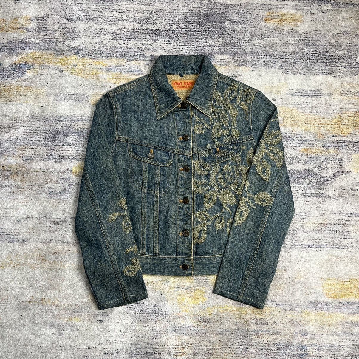 Issey Miyake Yuki Torii distressed / jacquard cropped denim jacket Size M / US 6-8 / IT 42-44 - 3 Thumbnail