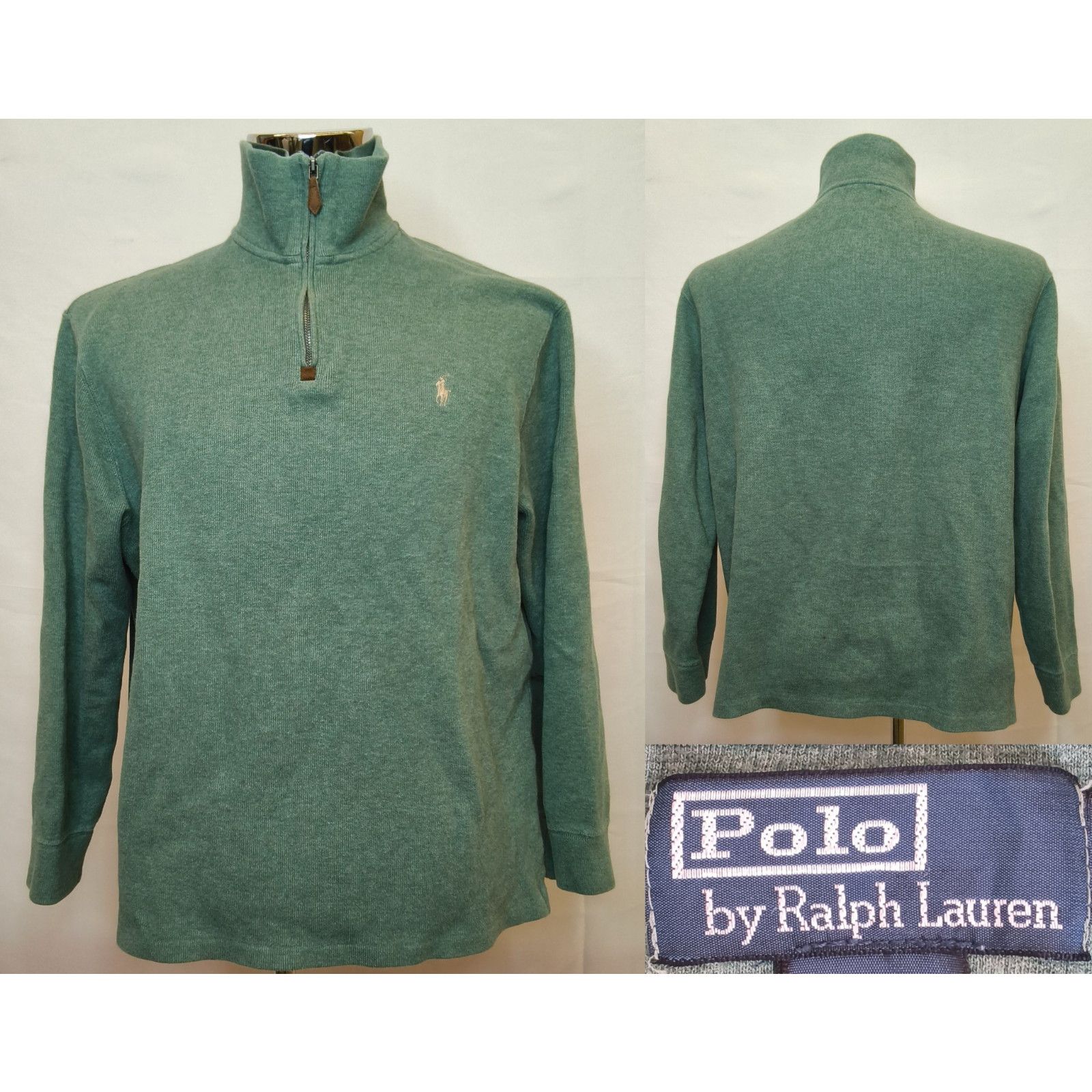 Polo Ralph Lauren Polo Ralph Lauren 1/4 Zip Sweater Men's L Green White Pony Size US L / EU 52-54 / 3 - 1 Thumbnail