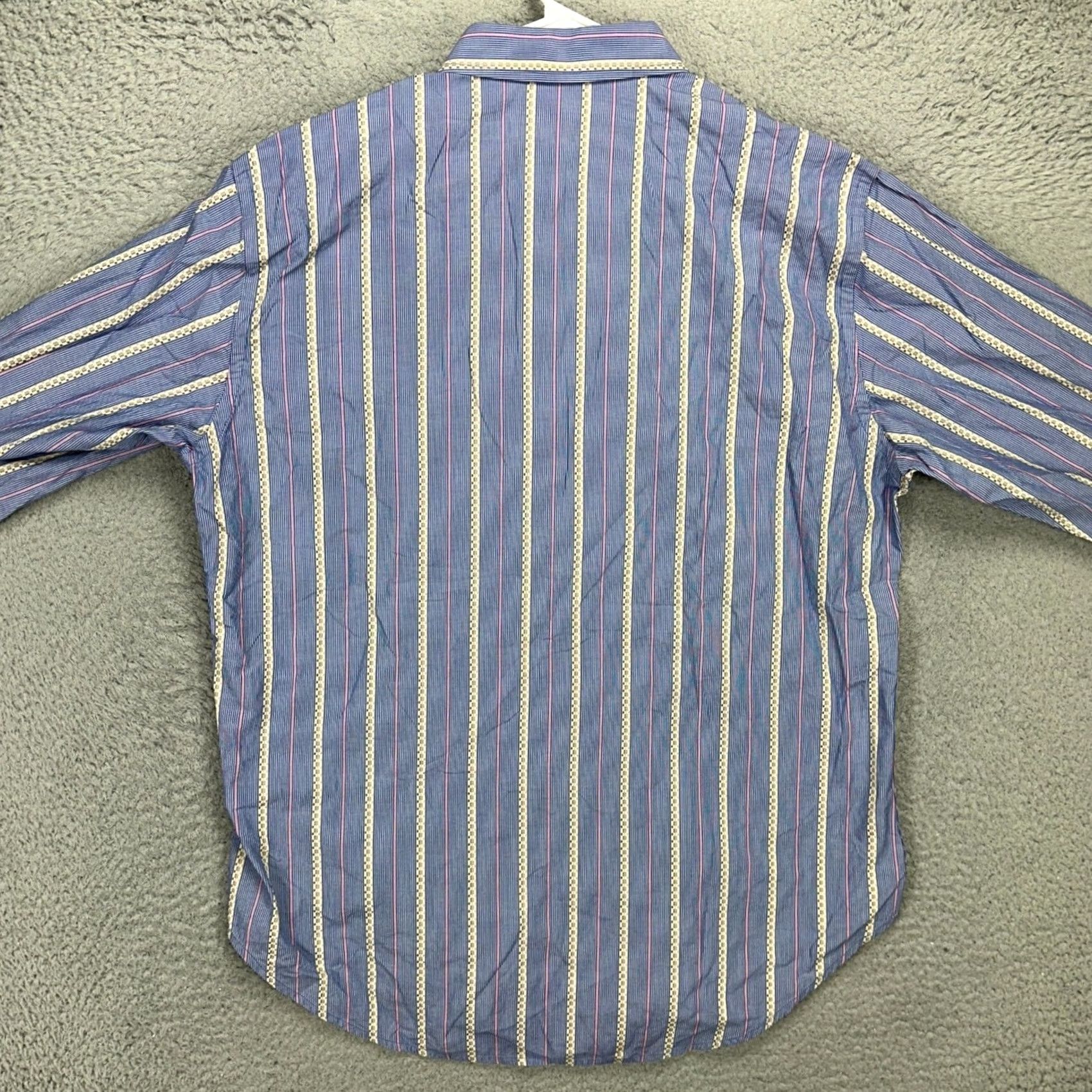 Robert Graham Robert Graham Shirt Men Button-Up Large Blue Stripe Slit Cuff Embroidered Casual Size US L / EU 52-54 / 3 - 3 Thumbnail
