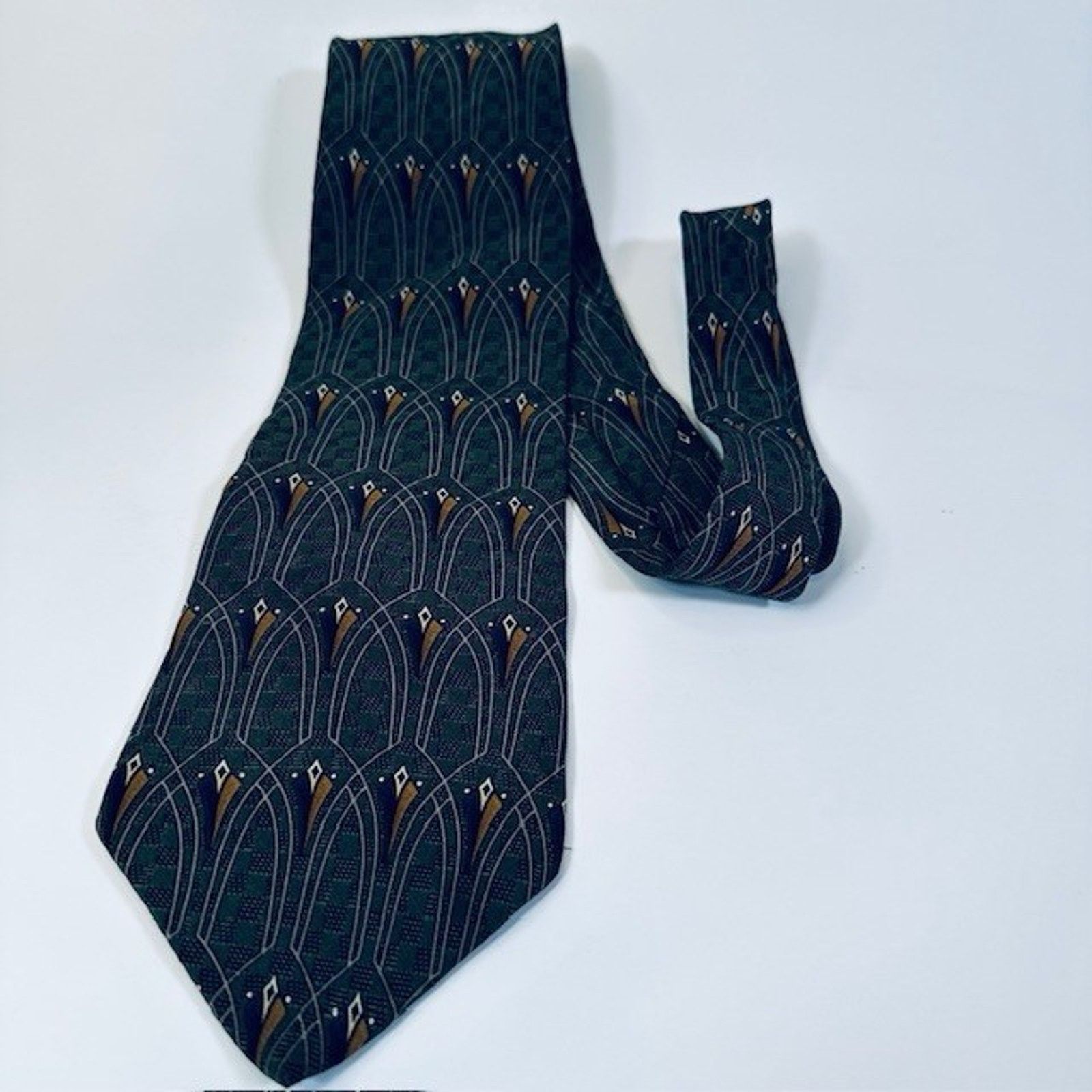 Etienne Aigner Heritage by Etjenne Aigner Tie Silk Costa Rica Green Geo Size ONE SIZE - 10 Thumbnail