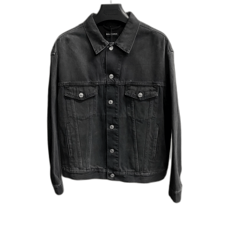 Balenciaga Balenciaga Black Green Logo Denim Jacket-2505 Size US L / EU 52-54 / 3 - 1 Thumbnail