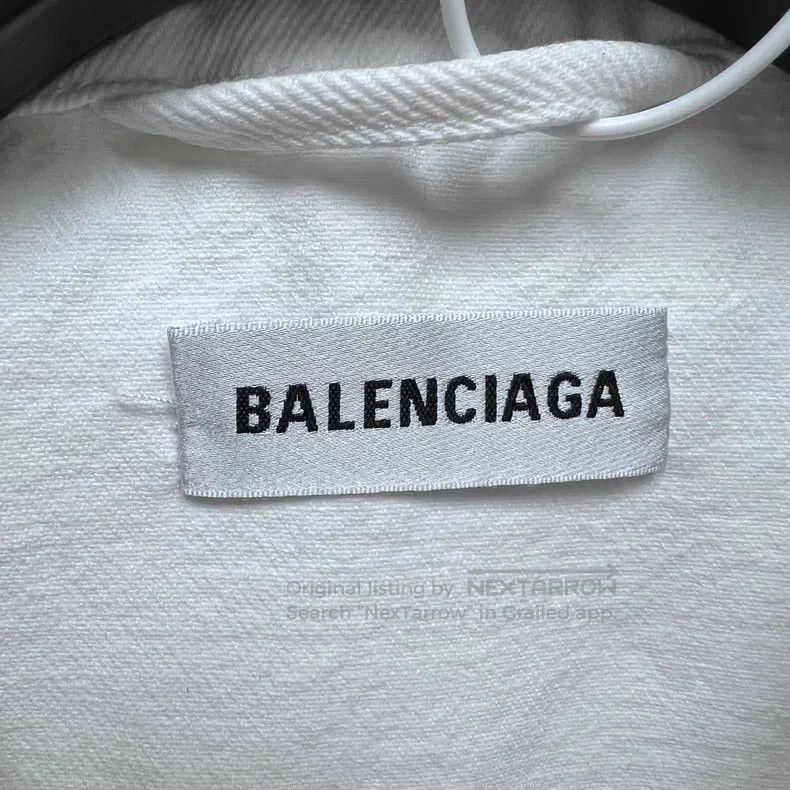 Balenciaga Balenciaga Collar Embroidered Ribbon White Denim Jacket Size S / US 4 / IT 40 - 5 Thumbnail