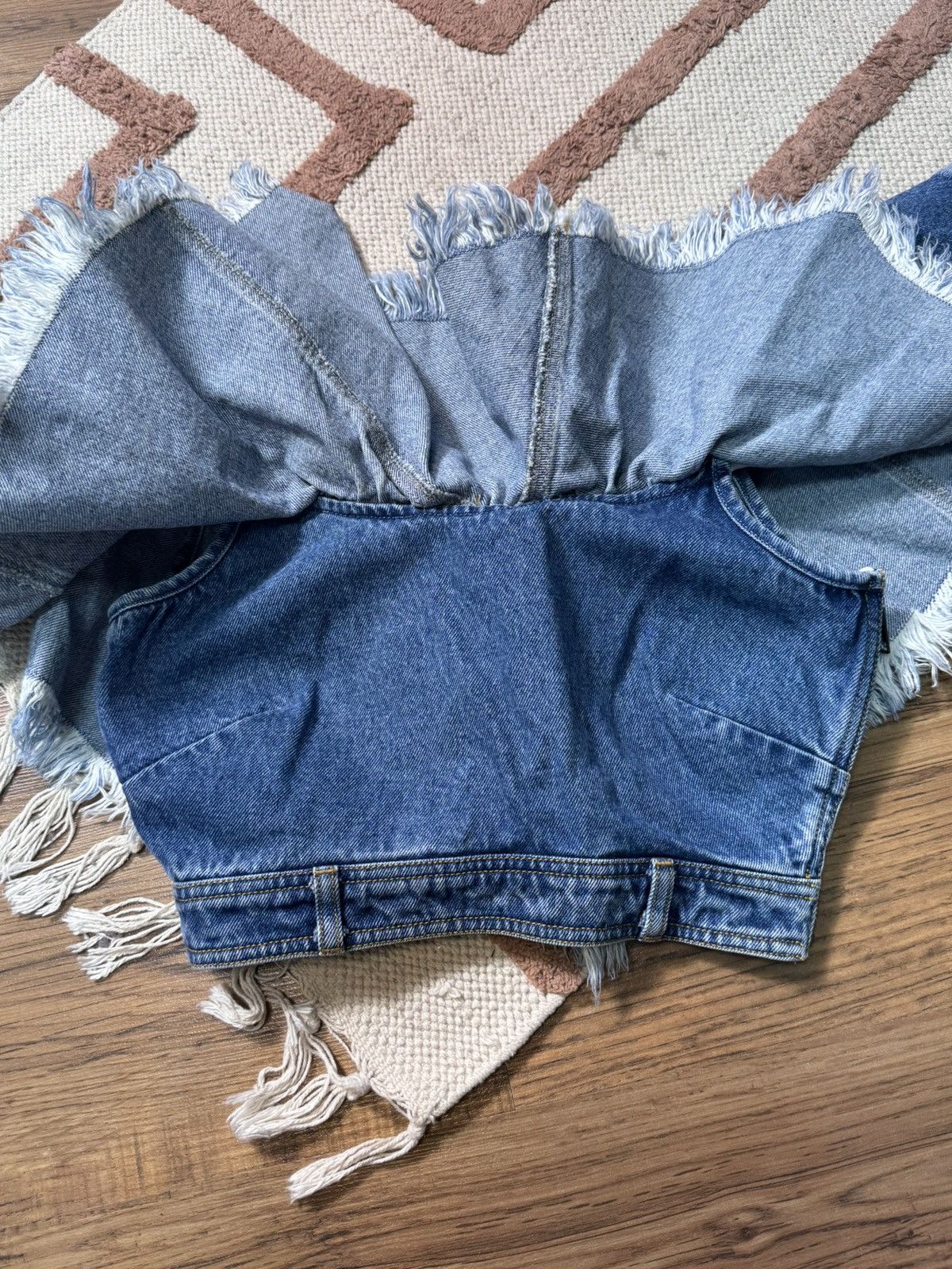 Philosophy di Lorenzo Serafini VINTAGE PHILOSOPHY DI LORENZO SERAFINI RUSHES DENIM CROP TOP Size XS / US 0-2 / IT 36-38 - 5 Thumbnail