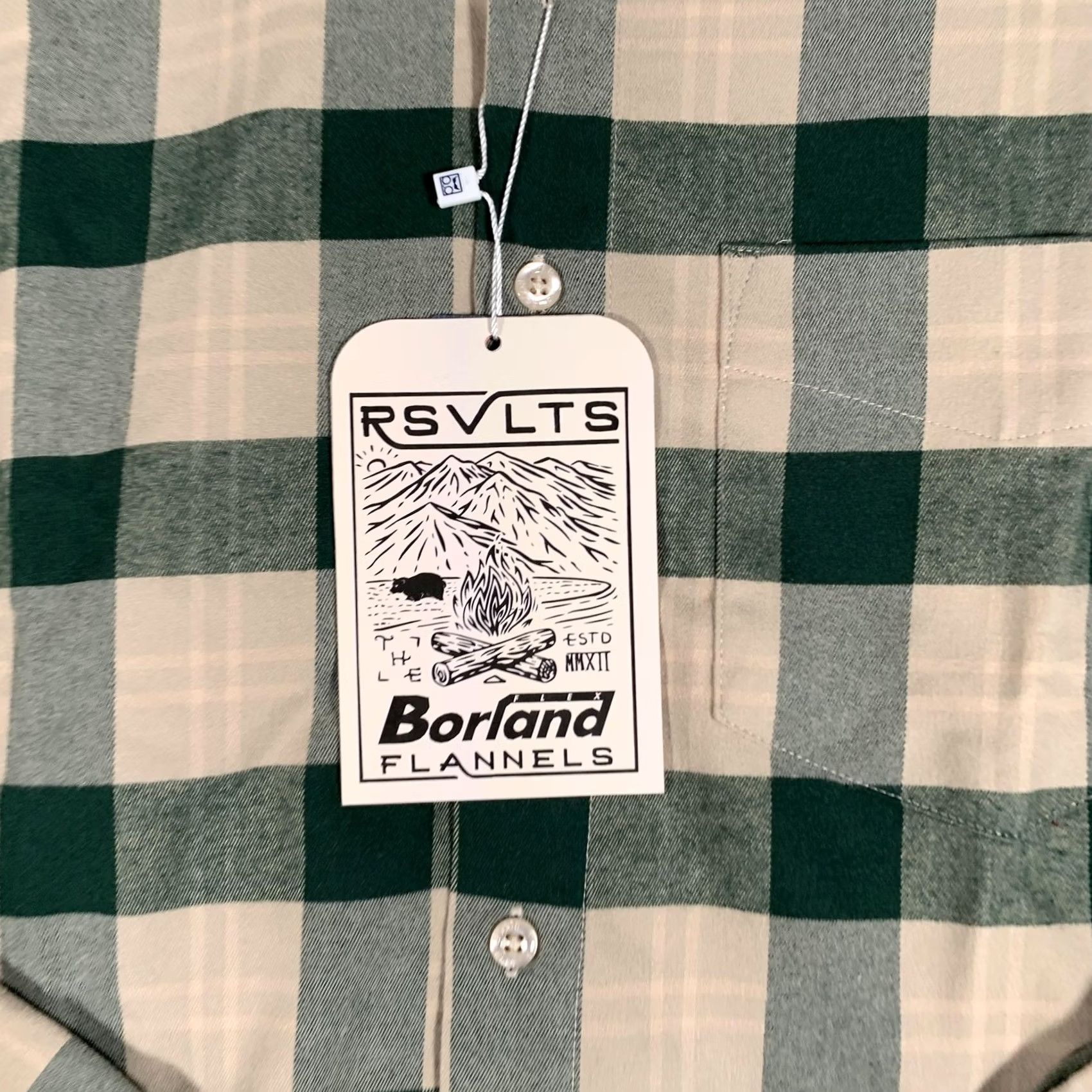 Vintage VINTAGE RSVLTS Borland Flannels Shirt Mens XS Green Tan Plaid Button Down Stretch Top Size US XS / EU 42 / 0 - 4 Thumbnail