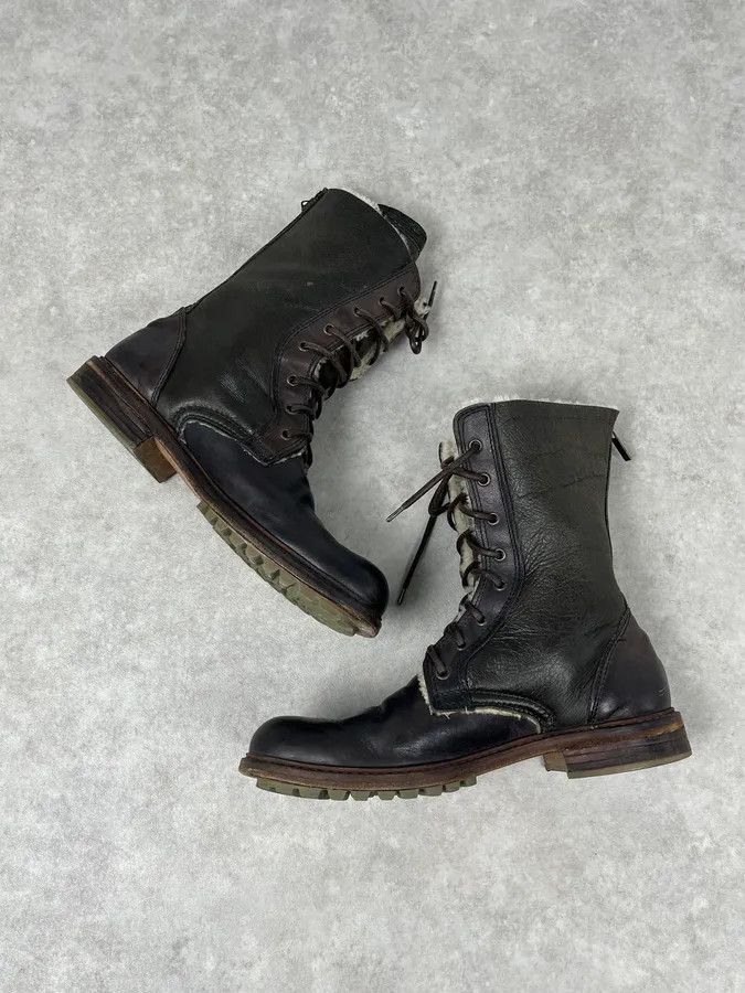 Dolce & Gabbana Dolce & Gabbana Brown Leather Lace-Up Boots Shearling-Lined Size US 8 / EU 41 - 5 Thumbnail