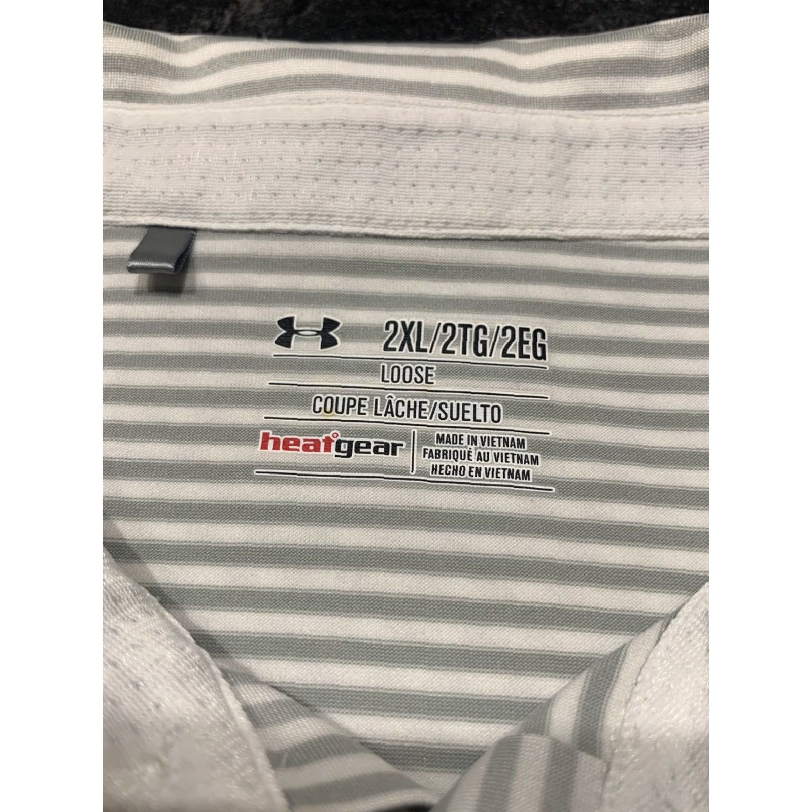 Under Armour Under Armour Coldblack Polo Shirt Mens 2XL Gray White Striped Activewear Size US XXL / EU 58 / 5 - 6 Thumbnail