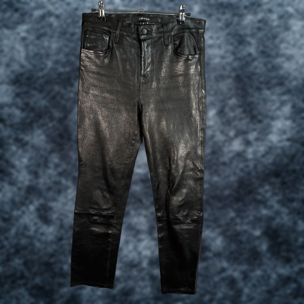 J Brand VINTAGE J Brand High Rise 100% Lamb Leather Straight Leg Crop Pants Black Size 26 Womens Size 26" / US 2 / IT 38 - 1 Thumbnail