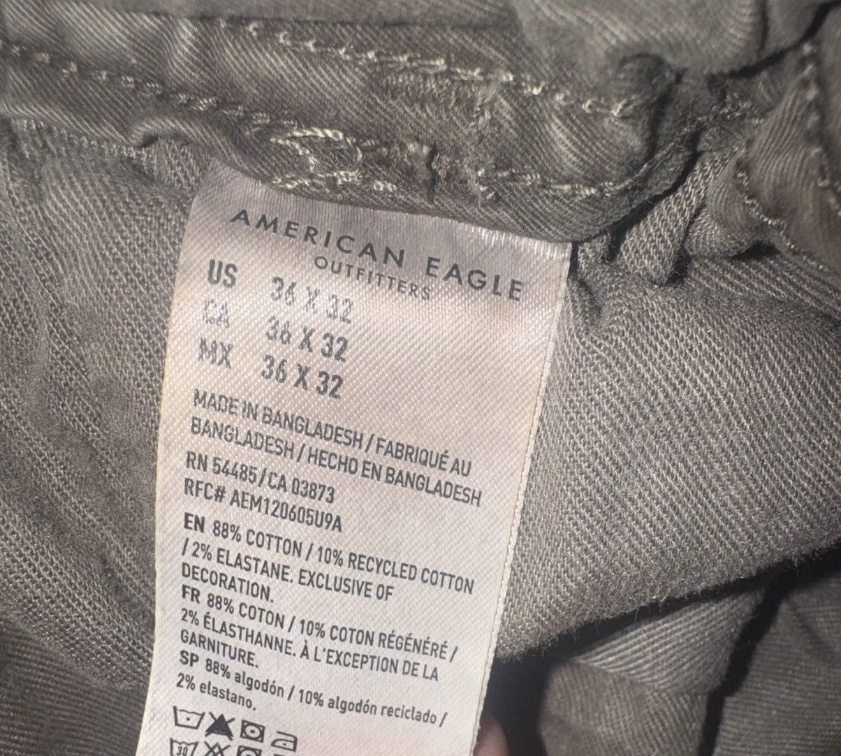 American Eagle Outfitters American Eagle Flex Lived-In Cargo Pants Olive Moss 36x32 Size US 32 / EU 48 - 4 Thumbnail