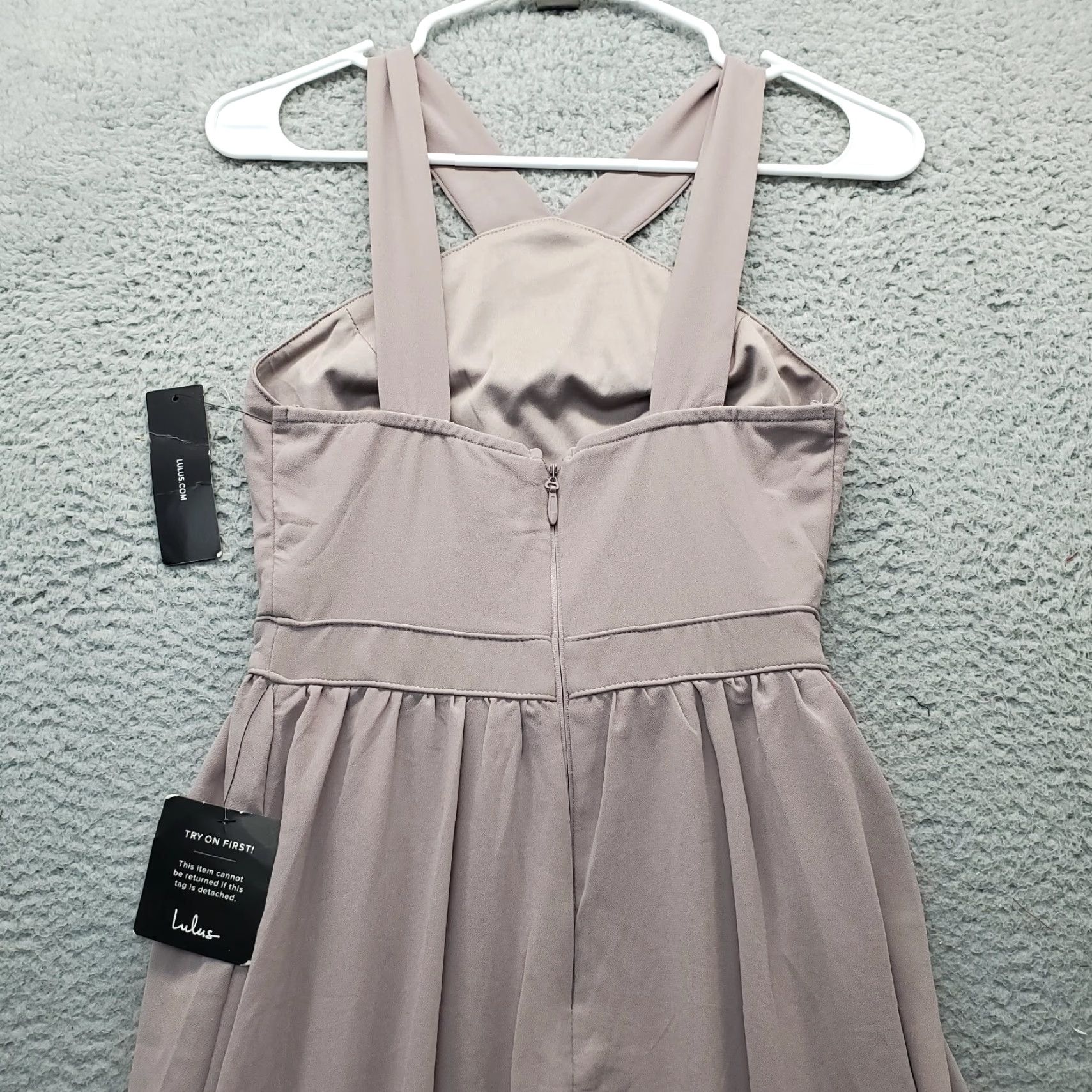 Lulus Lulus Long Maxi Dress Womens XS Brown Chiffon Formal Sleeveless V Neck Back Zip - Size XS Womens Size XS / US 0-2 / IT 36-38 - 7 Thumbnail