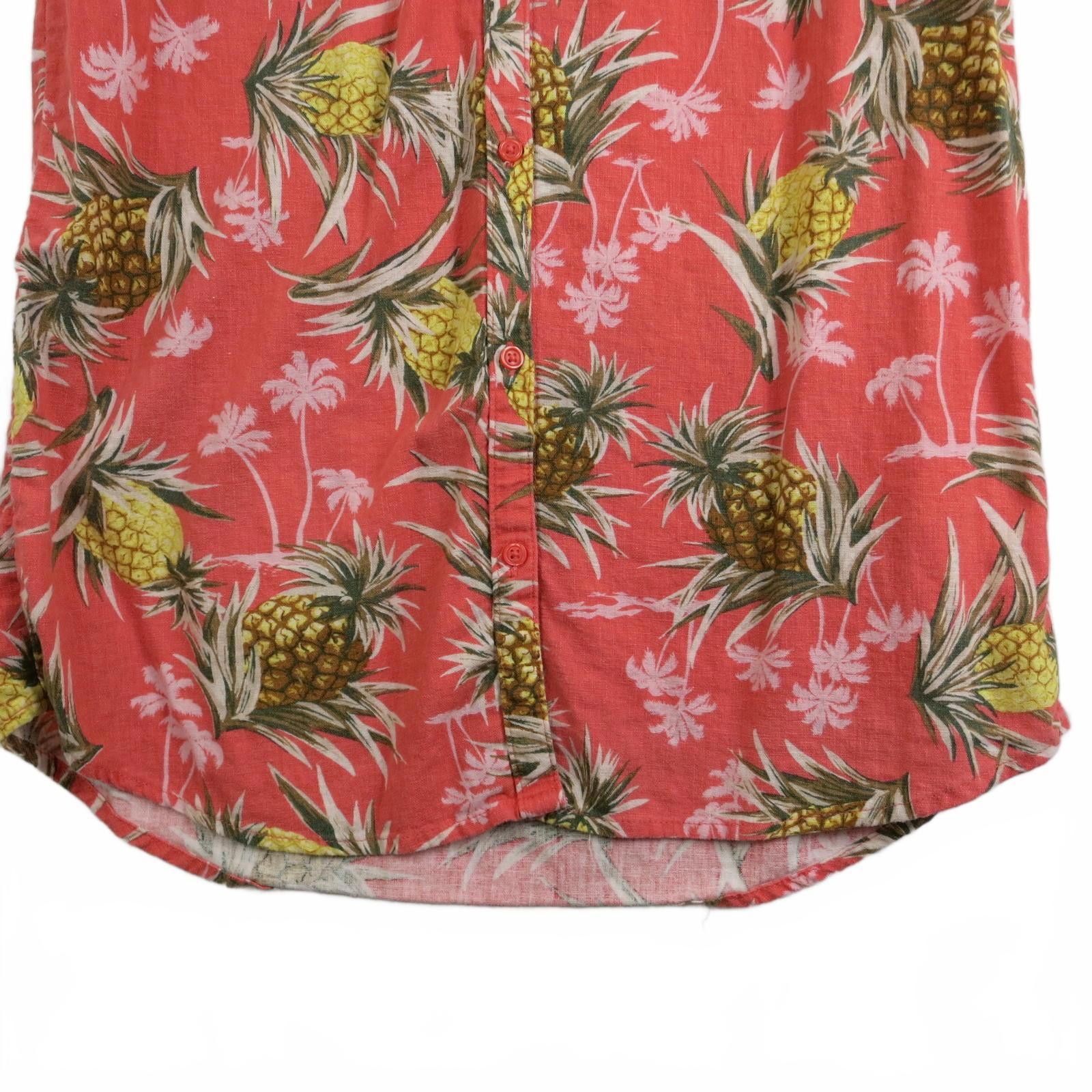 Old Navy Vintage Old Navy Coral Pineapple Print Button-Up Dress XS Size XS / US 0-2 / IT 36-38 - 4 Thumbnail