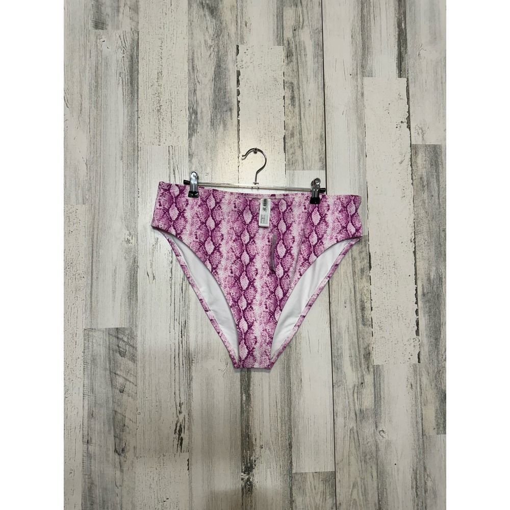 Forever 21 Forever 21 2XL High Rise Pink Snake Print Bikini Bottoms Size ONE SIZE - 1 Thumbnail