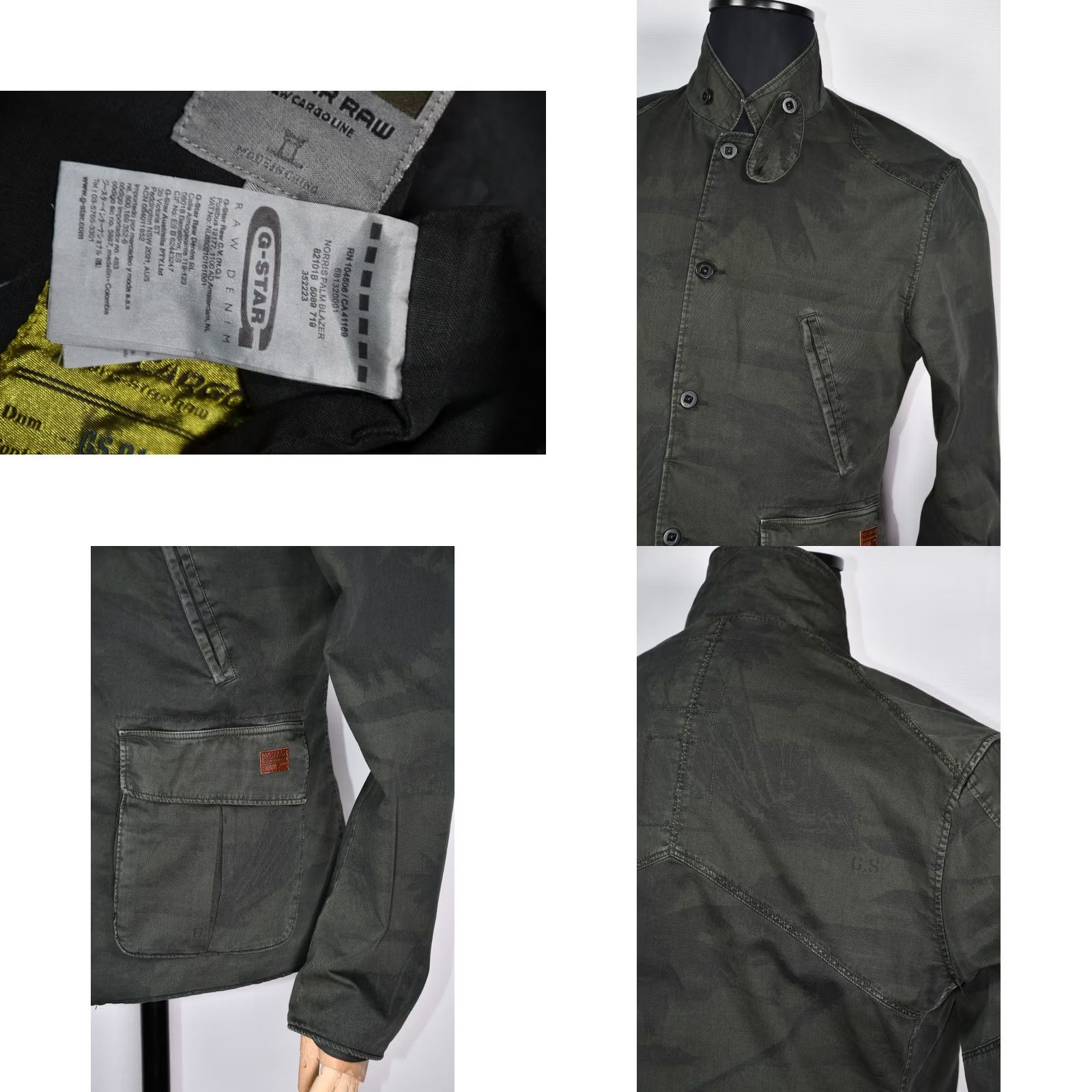 G-Star G-Star Raw Cargo Norris Palm Blazer Jacket Mens L Green Cotton Solid Button Casual 100% Cotton Vintage No Size 40R - 8 Thumbnail
