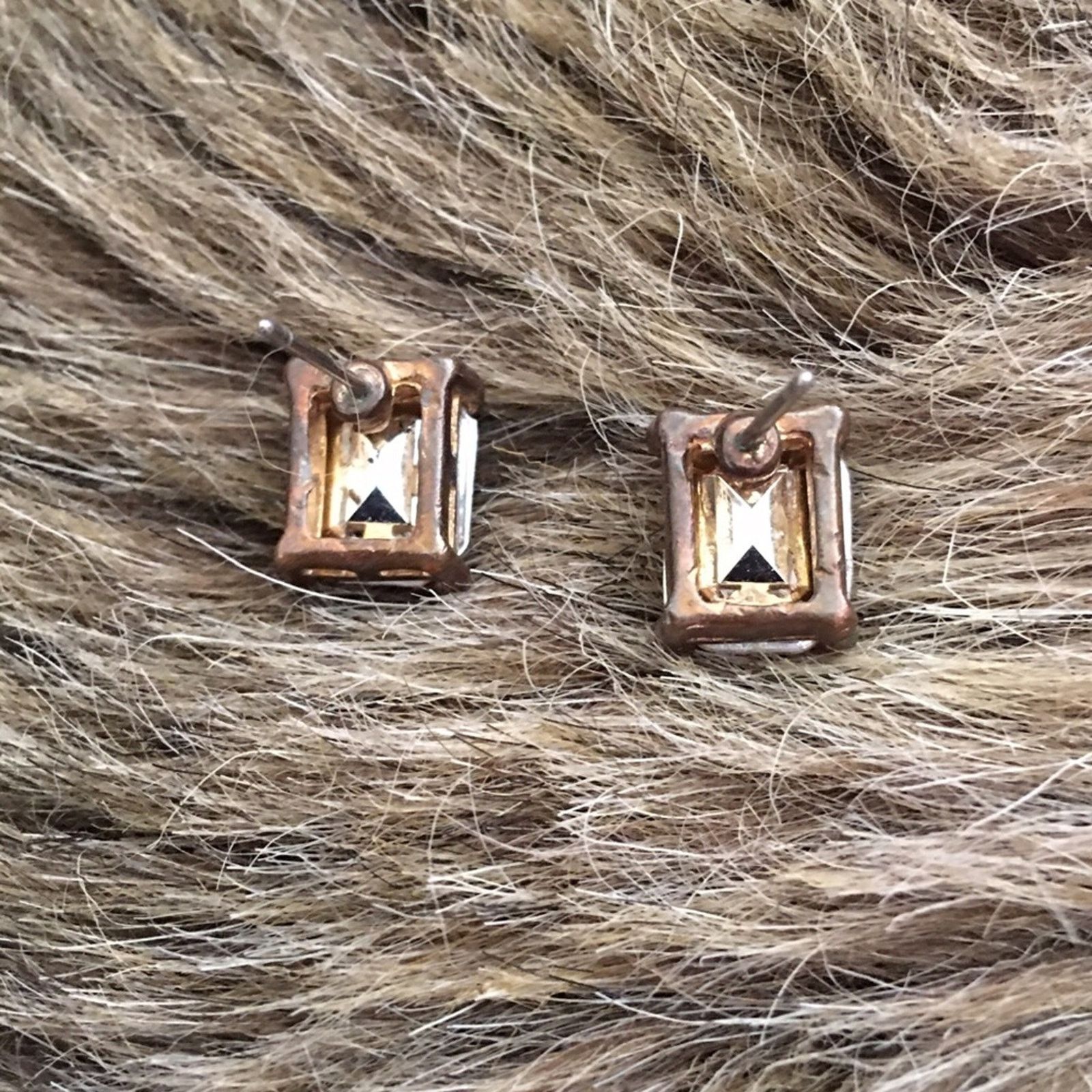 Vintage Vintage rectangle pink crystal stone earrings Size ONE SIZE - 4 Thumbnail