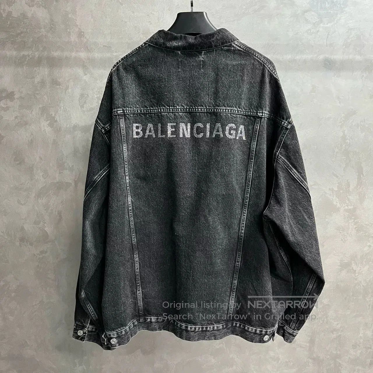 Balenciaga Balenciaga Black Gray Diamond Logo Denim Jacket. Size US L / EU 52-54 / 3 - 1 Thumbnail