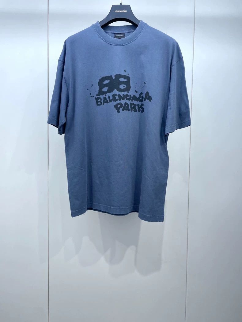 Balenciaga Ink-splashing monogram graffiti short-sleeved T-