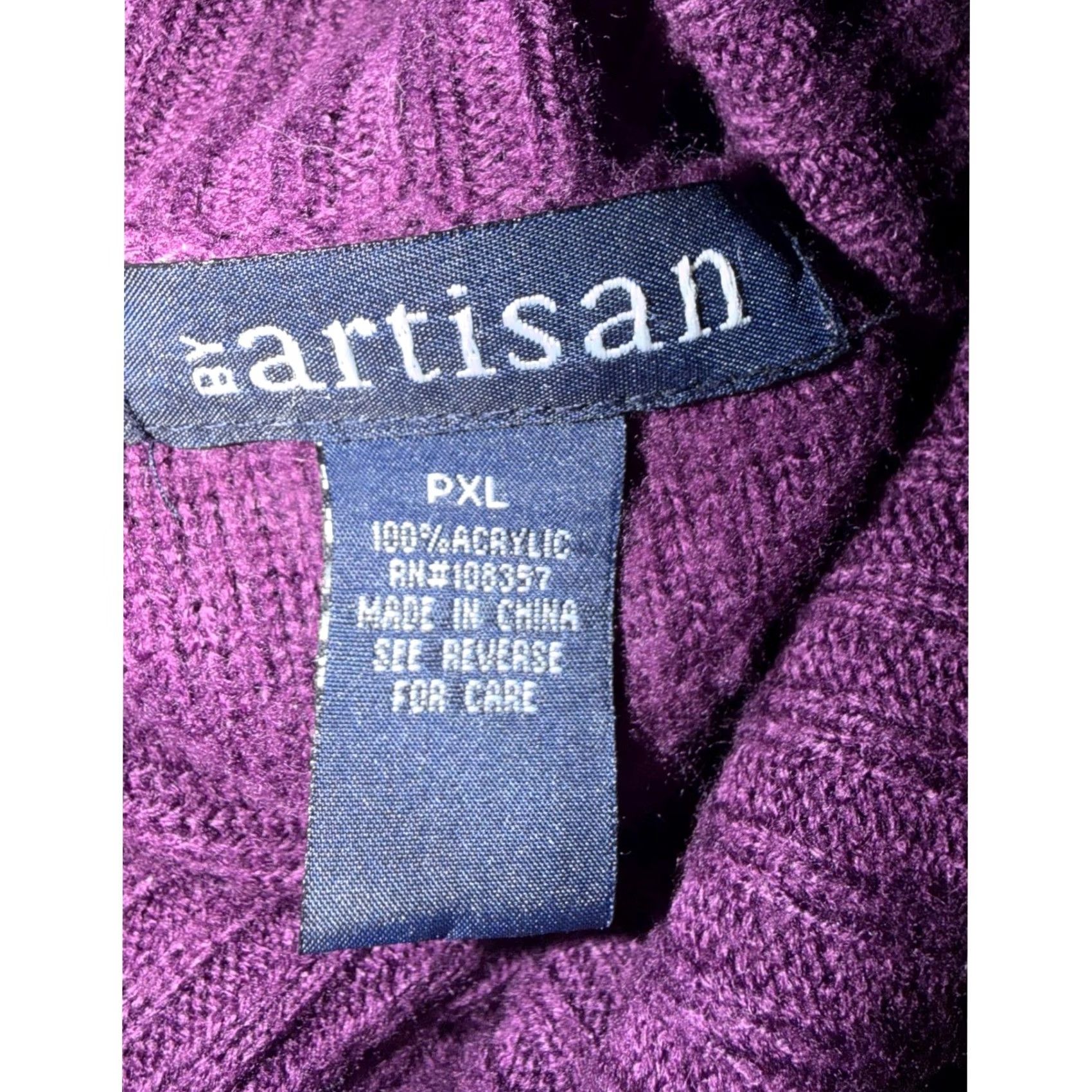 Vintage Artisan Purple Cowl Knit Sweater Size XL / US 12-14 / IT 48-50 - 3 Thumbnail