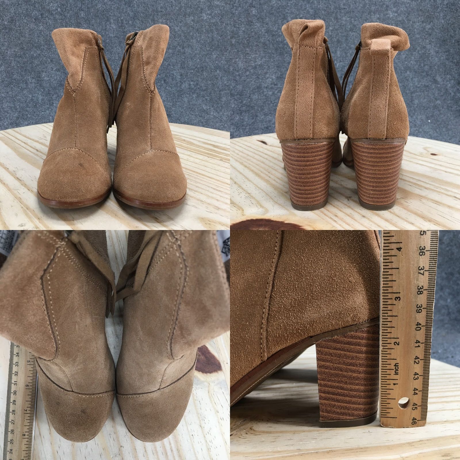 Toms TOMS Boots Womens 5 Lunata Ankle Bootie Tan Side Zip Casual Block Heel Comfort Breathable Suede All Season Solid Brown 10013036 Mens Womens Boys Girls Size US 5 / IT 35 - 8 Thumbnail