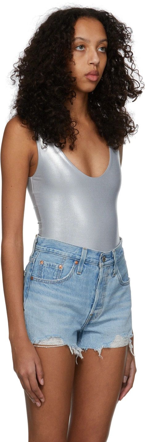 Saint Laurent Paris o1y0126 Bodysuit in Silver Size XS / US 0-2 / IT 36-38 - 3 Thumbnail