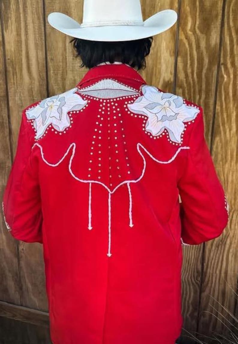 Other Men 2PC Customized floral embroidery western Nudie outfit Size 46S - 4 Thumbnail
