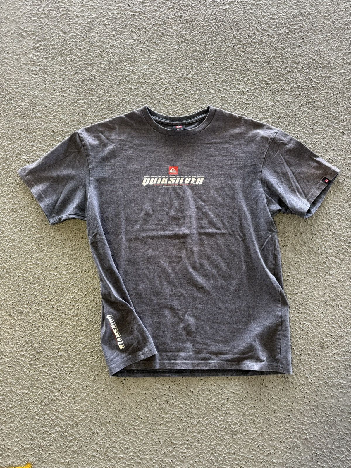 2000S QUIKSILVER PACIFIC SURF FADED GREY T SHIRT RARE Y2K