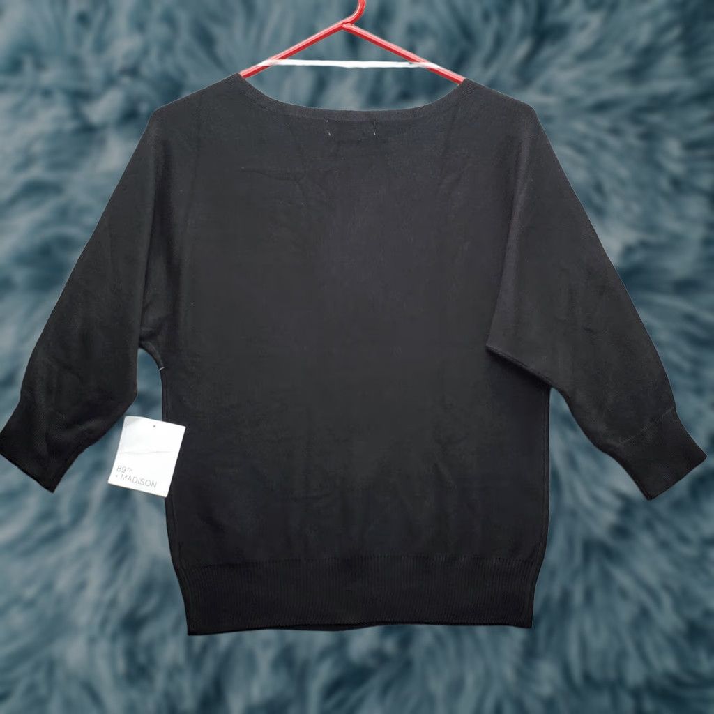 Vintage 89th & Madison Sweater Womens S Black Beaded Raglan Sleeve Round Neck Pullover Size S / US 4 / IT 40 - 1 Thumbnail