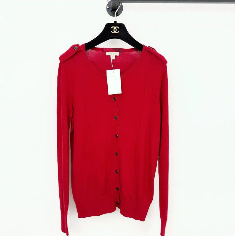 Burberry Women's Red Long Sleeve Cardigan