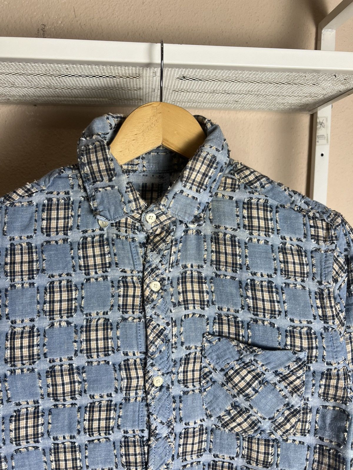 Japanese Brand × Vintage Japanese Brand Button Up Shirt Patchwork Size XS / US 0-2 / IT 36-38 - 2 Thumbnail