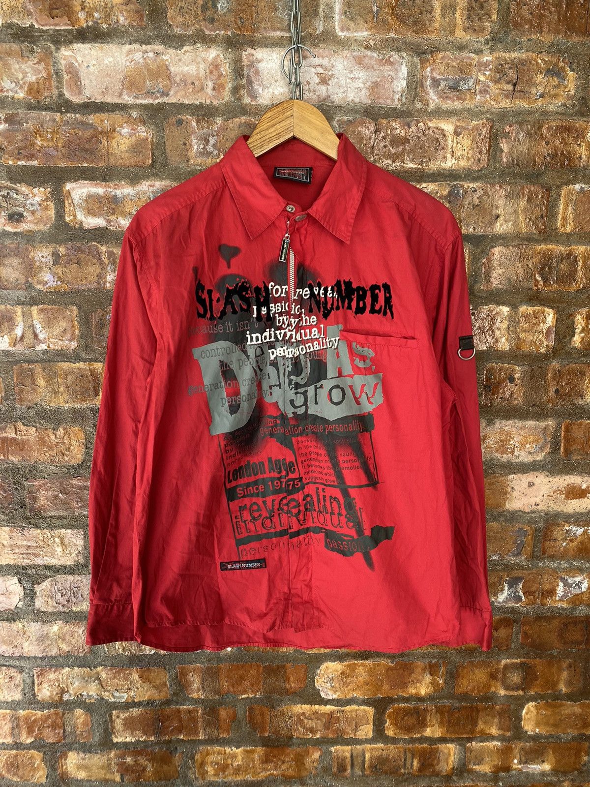 1990s Slash Number Japan Anarchy punk zipper shirt