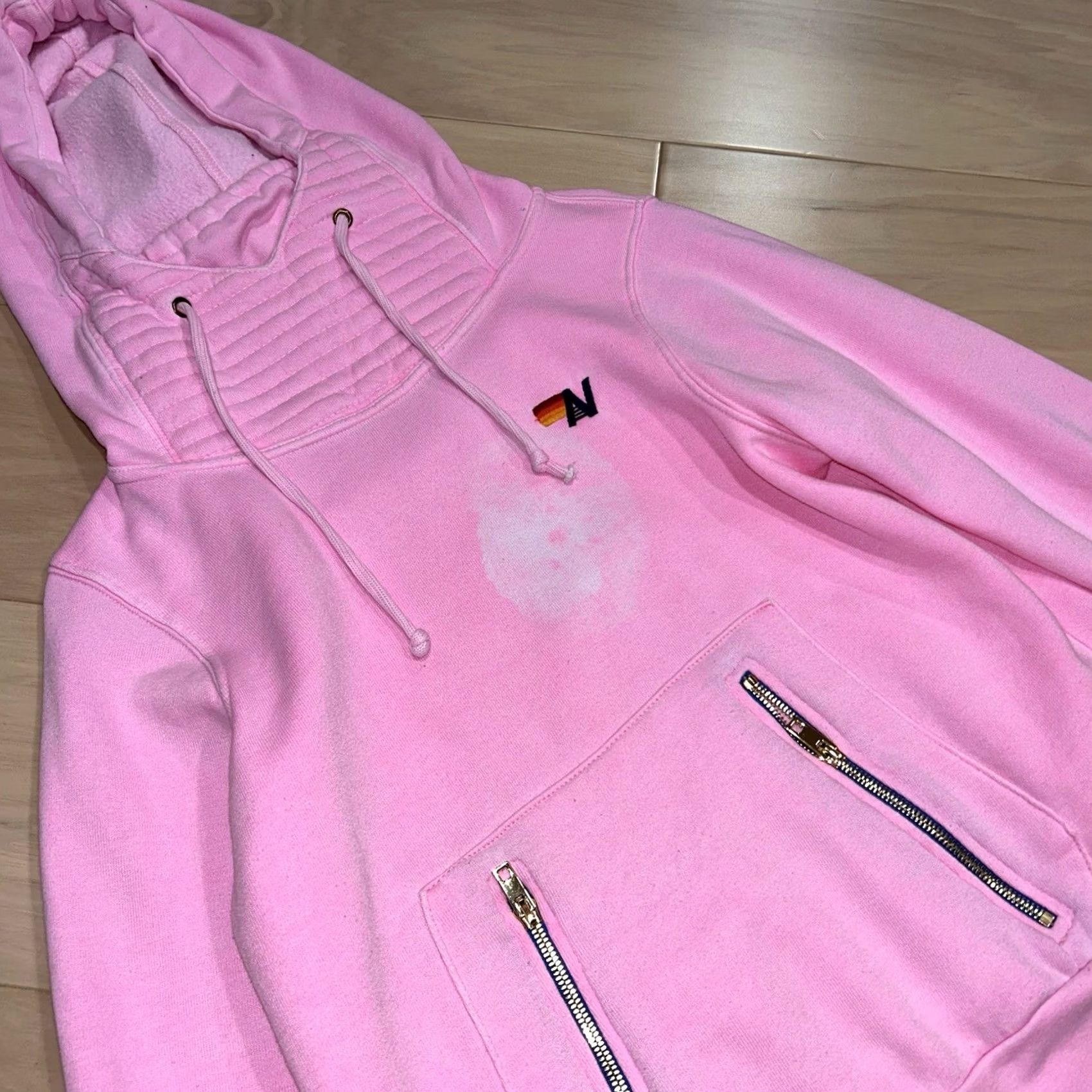 Aviator Nation VINTAGE Aviator Nation Ninja Pullover Hoodie Long Sleeve Womens XS Pink Logo Pockets All Seasons Hooded Regular Fit Pullover Size XS / US 0-2 / IT 36-38 - 2 Thumbnail